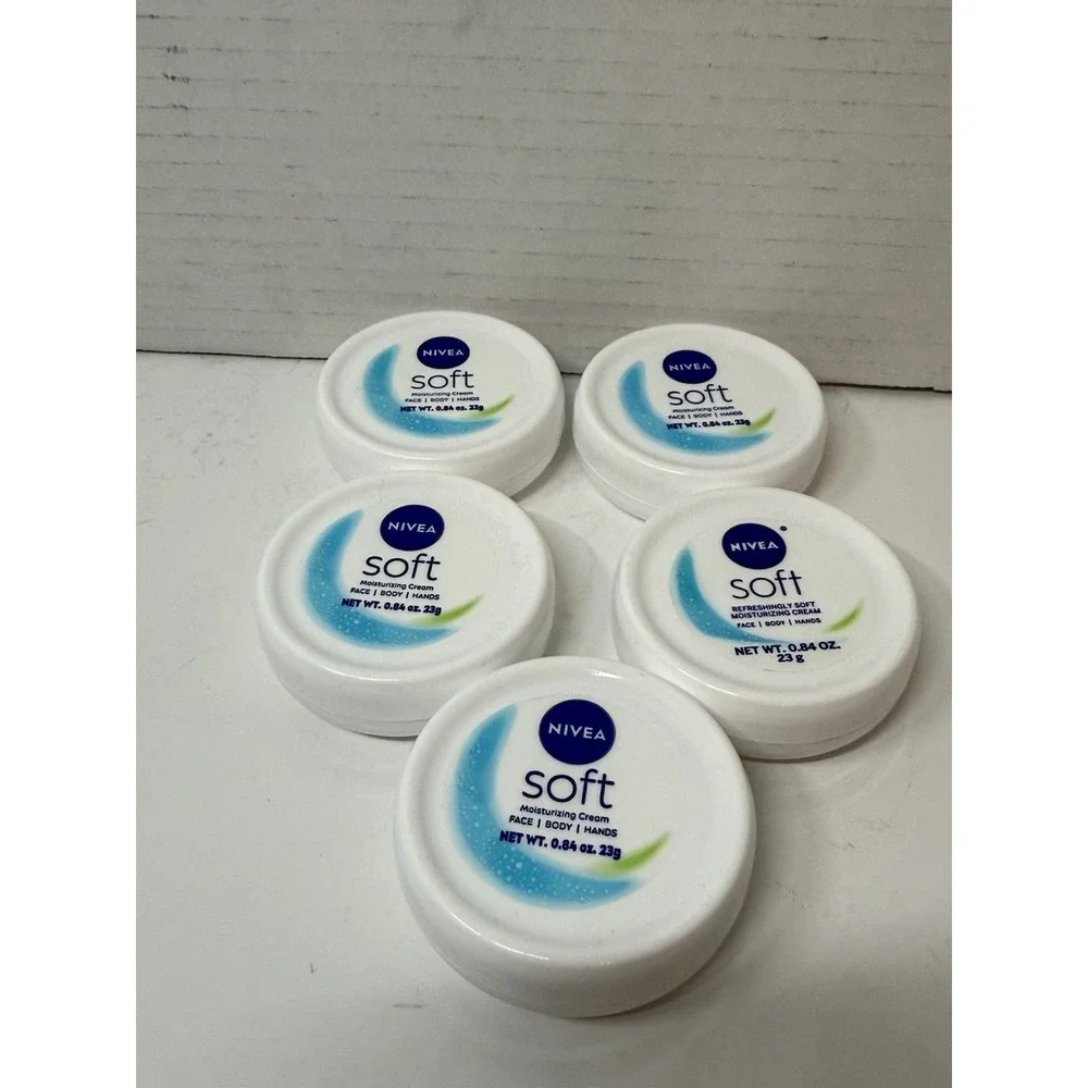 New 5-Pack Nivea Soft Moisturizing Creme Cream Face Body Hands .84oz Each